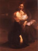 Eugene Carriere Intimacy(The Bog Sister) oil painting artist